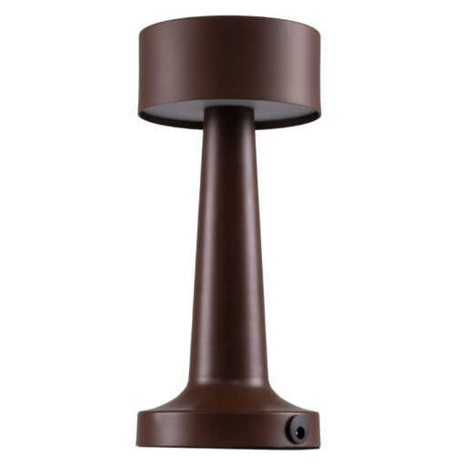 GloboStar® GloboStar® BELLA 76507 Επαναφορτιζόμενο Επιτραπέζιο Φωτιστικό Πορτατίφ LED 1.5W 105lm 120° DC 5V IP44 Θερμό Λευκό 2700K Dimmable Καφέ Αλουμίνιο - Μ9 x Π9 x Υ21cm - 2 Xρόνια Εγγύηση