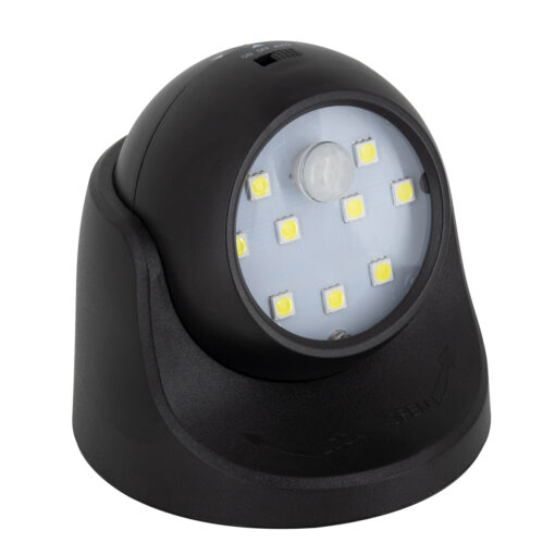GloboStar® GloboStar® 79001 Μαύρο Φωτιστικό Μπαταρίας σε Σχήμα Κάμερας LED SMD 3W 300lm με Αισθητήρα Ημέρας-Νύχτας και PIR Αισθητήρα Κίνησης Ψυχρό Λευκό 6000K