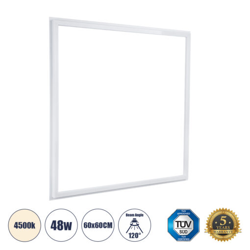 GloboStar® GloboStar® 60369 Χωνευτό LED Panel Linear Frameless Super Slim 60x60cm 48W 5520lm 120° CRI≥85Ra AC 220-240V IP44 Μ60 x Π60 x Υ1.5cm - Φυσικό Λευκό 4500K - TÜV Certified Driver - 5 Years Warranty