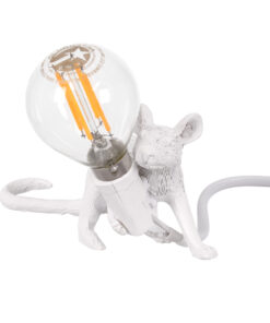 GloboStar® GloboStar® MOUSE 00676 Vintage Επιτραπέζιο Φωτιστικό Πορτατίφ Μονόφωτο 1 x E12 IP20 Λευκό Πλαστικό - Μ13 x Π4 x Υ7cm