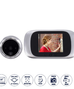 GloboStar® GloboStar® 86067 Επαναφορτιζόμενη Ψηφιακή Έξυπνη Camera Εξώπορτας 90° Μοιρών με Έγχρωμη Οθόνη 2.8" Inches - USB - Νυχτερινή Όραση με LED IR - Κουδούνι - Ασημί