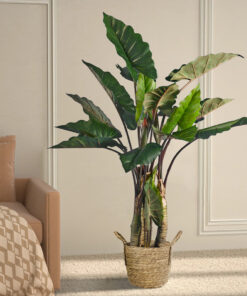 GloboStar® Artificial Garden TINOS 20291 Διακοσμητικό Πλεκτό Καλάθι - Κασπώ Γλάστρα - Flower Pot Μπεζ Φ30cm x Υ27cm 17 435d4a 20207 20291