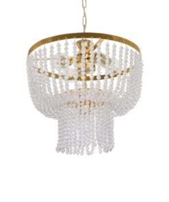 GloboStar® GLOBOSTAR® CRYSTAL 203-0028 Κλασικό Κρεμαστό Φωτιστικό Οροφής με Ντουί 3 x E27 AC 220-240V IP20 - Χρυσό & Διάφανο - Μ41 x Π41 x Υ40cm