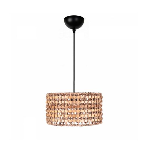 GloboStar® GLOBOSTAR® POMEGRANDE 204-0158 Boho Κρεμαστό Φωτιστικό Οροφής με Ντουί 1 x E27 AC 220-240V IP20 - Μπεζ & Καφέ - Μ30 x Π30 x Υ16cm
