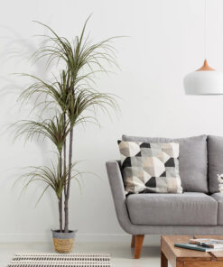 GloboStar® Artificial Garden SYROS 20281 Διακοσμητικό Πλεκτό Καλάθι - Κασπώ Γλάστρα - Flower Pot Μπεζ με Γκρι Φ20cm x Υ20cm 17 458c43 20016 20281