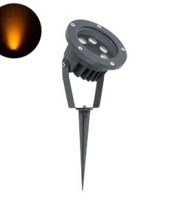 GloboStar® GLOBOSTAR® TREELIGHT-TZINA 90353 Σποτ Φωτισμού για Φυτά - Δέντρα με Βάση Κήπου / Καρφωτό LED 6W 510lm 10° DC 24V Αδιάβροχο IP65 Πορτοκαλί 2200K Dimmable - Γκρι Ανθρακί - Μ14 x Π12.5 x Υ12.5cm - 3 Χρόνια Εγγύηση