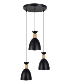 GloboStar® GLOBOSTAR® AVA 61572 Μοντέρνο Κρεμαστό Φωτιστικό Οροφής με Ντουί 3 x E27 AC 220-240V IP20 - Μαύρο & Μπεζ - Μ35 x Π35 x Υ130cm