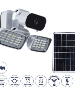 GloboStar® GloboStar® 86045 Αυτόνομος Ηλιακός Προβολέας LED SMD 24W 1200lm με IP Camera 1080P 2MP 4G SIM CARD WiFi 150° Ενσωματωμένη Μπαταρία 3200mAh Φωτοβολταϊκό Πάνελ Αισθητήρα Ημέρας-Νύχτας & Ρύθμιση Χρόνου Ανάμματος Αδιάβροχος IP66 Ψυχρό Λευκό 6000K - Ασημί