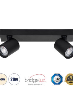 GloboStar® GloboStar® LEONARDO 60346 Μοντέρνο Φωτιστικό Οροφής Ράγα με Κινούμενα Σποτ LED Spot Downlight 20W 2400lm 60° AC 220-240V IP20 Μ32 x Π7 x Υ11.8cm - Μαύρο - Φυσικό Λευκό 4500K - Bridgelux COB - 5 Years Warranty