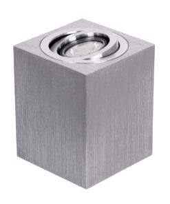 GloboStar® GloboStar® AKIRA 60623 Επιφανειακό Κινούμενο Τετράγωνο Φωτιστικό Σποτ Αλουμινίου με Ντουί GU10 AC 220-240V IP44 Μ8 x Π8 x Υ10cm - Ασημί Βούρτσας