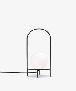 GloboStar® GloboStar® SPIDY 204-0139 Μοντέρνο Eπιτραπέζιο Φωτιστικό Μονόφωτο 1 x E27 IP20 Μαύρο Μέταλλο με Λευκό Γυαλί - Μ20 x Π20 x Υ37cm