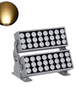 GloboStar® GloboStar® FLOOD-ZENA 90220 Προβολέας Wall Washer για Φωτισμό Κτιρίων LED 120W 10800lm 3° DC 24V Αδιάβροχο IP65 L38 x W30.5 x H24cm Θερμό Λευκό 2700K - Ασημί - 3 Years Warranty