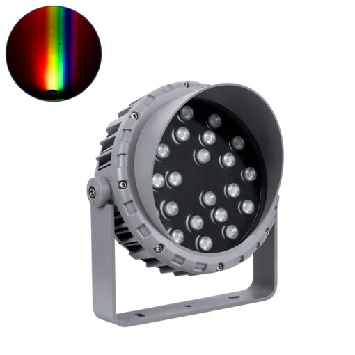 GloboStar® GLOBOSTAR® FLOOD-MENA 90647 Προβολέας Σποτ Wall Washer με Αντιθαμβωτική Γρίλια LED 24W 2040lm 30° DC 24V Αδιάβροχο IP65 RGBW DMX512 Dimmable - Ασημί - Μ23 x Π23 x Υ18cm - 3 Χρόνια Εγγύηση