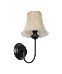 GloboStar® GLOBOSTAR® SHELLY 01299 Vintage Φωτιστικό Τοίχου - Απλίκα με Ντουί 1 x E27 AC 220-240V IP20 - Μαύρο & Μπεζ - Μ13 x Π18 x Υ34cm