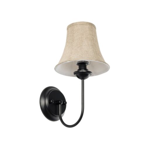 GloboStar® GLOBOSTAR® SHELLY 01299 Vintage Φωτιστικό Τοίχου - Απλίκα με Ντουί 1 x E27 AC 220-240V IP20 - Μαύρο & Μπεζ - Μ13 x Π18 x Υ34cm