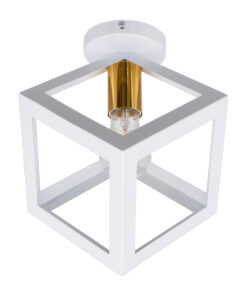 GloboStar® GLOBOSTAR® CUBE 00800 Μοντέρνο Φωτιστικό Οροφής με Ντουί 1 x E27 AC 220-240V IP20 - Λευκό & Χρυσό - Μ25 x Π25 x Υ25cm