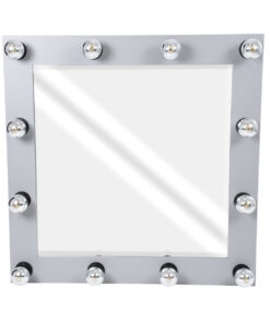 Alternative view of GloboStar® MAKEUP MIRROR-80x80-3 Μοντέρνος Καθρέπτης Μακιγιάζ με Πλαίσιο Φυσικού Ξύλου με Διακόπτη On/Off 12 x E27 AC220-240V - Μ80 x Π7 x Υ80cm - Γκρι Τσιμέντου