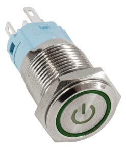 Alternative view of GloboStar® 70772 LED Φωτιζόμενος Διακόπτης Χωνευτός - Μπουτόν On/Off Ανοξείδωτος AC 220-240V Αδιάβροχο IP67 Φ18mm με Angel Eye Πράσινο