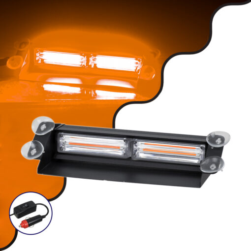 GloboStar® GloboStar® 85115 PRO Series Μπάρα Σήμανσης με Βεντούζες για Παρμπρίζ Οχήματος Οδικής Βοήθείας για Αυτοκίνητα & Φορτηγά 13 Προγραμμάτων Φωτισμού LED CREE CXB COB 18W DC 10-30V IP20 Πορτοκαλί