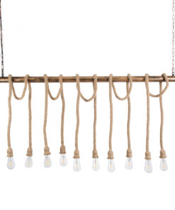 GloboStar® GLOBOSTAR® RAILROAD 01380 Vintage Κρεμαστό Φωτιστικό Οροφής με Ντουί 10 x E27 AC 220-240V IP20 - Μπεζ & Χάλκινο - Μ150 x Π4 x Y62.5cm