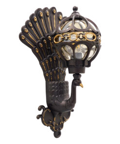 GloboStar® GloboStar® CORNELIA 01250 Vintage Επιτοίχιο Φωτιστικό Απλίκα Μονόφωτο 1 x E27 IP20 Καφέ & Χρυσό Μέταλλο με Μελί Γυαλί - Μ20 x Π32 x Υ55cm