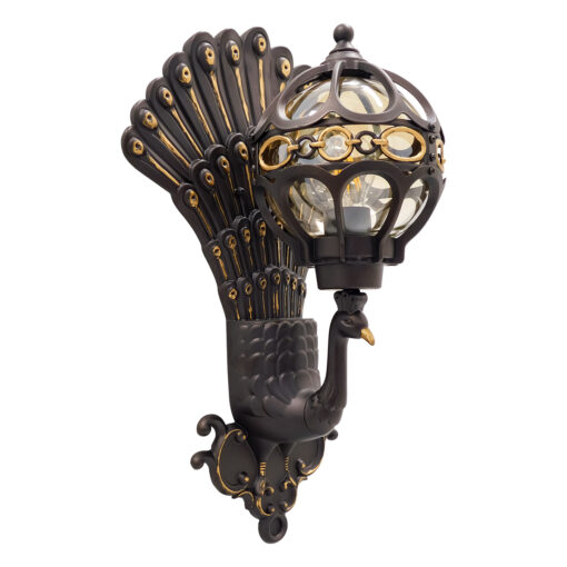 GloboStar® GloboStar® CORNELIA 01250 Vintage Επιτοίχιο Φωτιστικό Απλίκα Μονόφωτο 1 x E27 IP20 Καφέ & Χρυσό Μέταλλο με Μελί Γυαλί - Μ20 x Π32 x Υ55cm