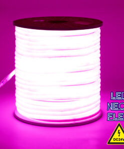 GloboStar® GloboStar® 70587 TUBE 360° Degree Neon Flex Epistar LED SMD 2835 1m 12W/m 120LED/m 840lm/m 360° DC 24V Αδιάβροχη IP68 Ροζ Dimmable