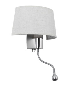 GloboStar® GloboStar® ELEGANT 01493 Μοντέρνο Επιτοίχιο Φωτιστικό Απλίκα με LED Βραχίονα Δίφωτο 1 x E27 IP20 Λευκό Ύφασμα με Ασημί Μέταλλο - Μ26.5 x Π15 x Υ43cm