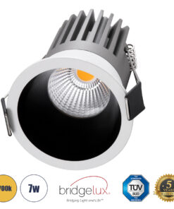 GloboStar® GloboStar® MICRO-B 60241 Χωνευτό LED Spot Downlight TrimLess Φ6cm 7W 875lm 38° AC 220-240V IP20 Φ6 x Υ7.8cm - Στρόγγυλο - Λευκό με Μαύρο Κάτοπτρο - Θερμό Λευκό 2700K - Bridgelux COB - 5 Years Warranty