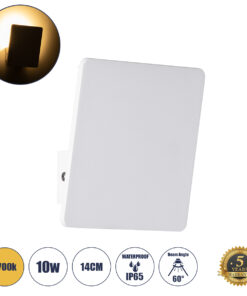 GloboStar® GloboStar® CUADRADO 60569 Φωτιστικό Τοίχου - Απλίκα Αρχιτεκτονικού Φωτισμού Εσωτερικού/Εξωτερικού Χώρου Up or Down LED 10W 1000lm 60° AC220-240V Αδιάβροχο IP65 - Σώμα Αλουμινίου & Tempered Glass - Μ14 x Π14 x Υ4.5cm - Θερμό Λευκό 2700K - Λευκό - Bridgelux Chip - 5 Years Warranty