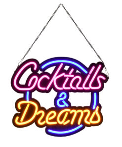 GloboStar® GloboStar® 85850 Φωτιστικό Ταμπέλα Φωτεινή Επιγραφή NEON LED Σήμανσης COCKTAILS & DREAMS 30W AC 230V με Διακόπτη On/Off Ροζ - Γαλάζιο - Κίτρινο