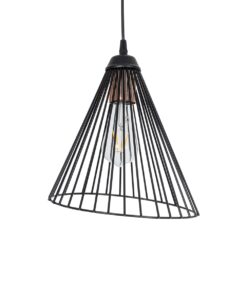 GloboStar® GLOBOSTAR® ARCWIRE 203-0015 Μοντέρνο Κρεμαστό Φωτιστικό Οροφής με Ντουί 1 x E27 AC 220-240V IP20 - Μαύρο - Μ25 x Π25 x Υ30cm