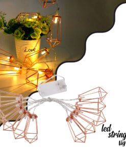 GloboStar® 79803 Διακοσμητική Γιρλάντα Bronze Cone 1.5 Μέτρα με Διακόπτη On/Off - 10 LED 1W με Μπαταρίες 2xAA & Διάφανο Καλώδιο IP20 Θερμό Λευκό 2700K Μ1.5m