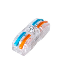 GloboStar® GloboStar® FAST-CONNECT 69907 Διπλή Κλέμα Ταχείας Σύνδεσης & Διακλάδωσης Καλωδίων - 2 x Είσοδοι & 2 x Έξοδοι με Συμβατή Διατομή Καλωδίων 0.08mm² έως 2.5mm² - 250V/4KV 32A Max - Μ2 x Π4 x Υ1.5cm - Διάφανο με Πορτοκαλί & Μπλε - Πακέτο 5 Τεμαχίων - 5 Years Warranty