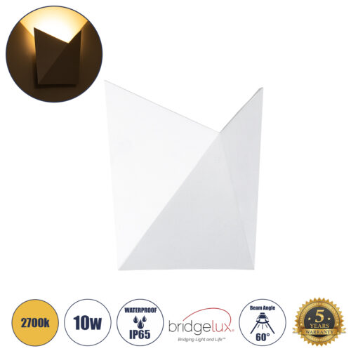 GloboStar® GloboStar® STEALTH 60518 Φωτιστικό Τοίχου - Απλίκα Αρχιτεκτονικού Φωτισμού Εσωτερικού/Εξωτερικού Χώρου Up or Down LED 10W 1000lm 60° AC220-240V Αδιάβροχο IP65 - Σώμα Αλουμινίου & Tempered Glass - Μ17 x Π17 x Υ7.5cm - Θερμό Λευκό 2700K - Λευκό - Bridgelux Chip - 5 Years Warranty