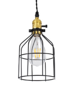 GloboStar® GLOBOSTAR® GALOT 01179 Vintage Κρεμαστό Φωτιστικό Οροφής με Ντουί 1 x E27 AC 220-240V IP20 - Μαύρο & Χρυσό - Μ13.5 x Π13.5 x Y16cm