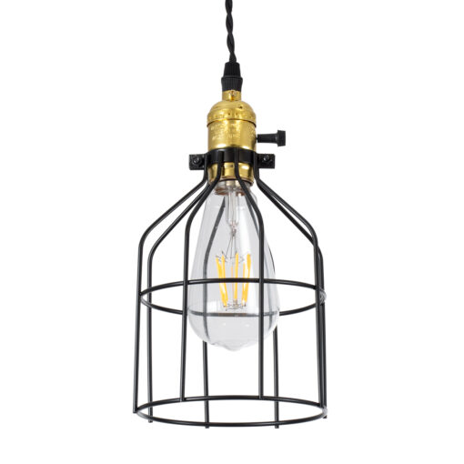 GloboStar® GLOBOSTAR® GALOT 01179 Vintage Κρεμαστό Φωτιστικό Οροφής με Ντουί 1 x E27 AC 220-240V IP20 - Μαύρο & Χρυσό - Μ13.5 x Π13.5 x Y16cm