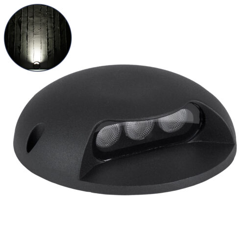 GloboStar® GLOBOSTAR® STEP-LUNA 90617 Αρχιτεκτονικό Φωτιστικό Διαδρόμου/Σκαλοπατιού LED 3W 345lm 10° DC 24V Αδιάβροχο IP65 Φυσικό Λευκό 4500K Dimmable - Μαύρο - Φ12 x Υ3cm - 3 Χρόνια Εγγύηση