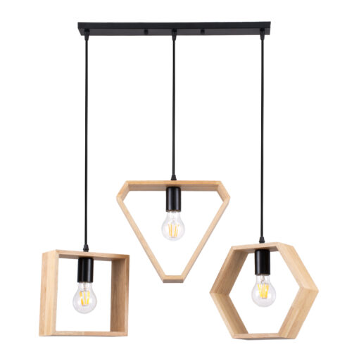 GloboStar® GLOBOSTAR® ELISE 00682 Μοντέρνο Κρεμαστό Φωτιστικό Οροφής με Ντουί 3 x E27 AC 220-240V IP20 - Μπεζ & Μαύρο - Μ76 x Π8 x Υ25cm