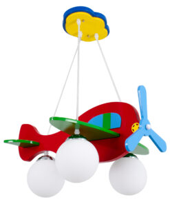 GloboStar® GLOBOSTAR® AIRPLANE 01575 Παιδικό Κρεμαστό Φωτιστικό Οροφής με Ντουί 3 x E27 AC 220-240V IP20 - Πολύχρωμο - Μ51 x Π49 x Υ26cm