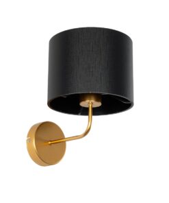 GloboStar® GloboStar® RALPH 203-0040 Vintage Επιτοίχιο Φωτιστικό Απλίκα Μονόφωτο 1 x E27 IP20 Χρυσό Μέταλλο με Μαύρο Ύφασμα - Μ22 x Π29 x Υ30cm