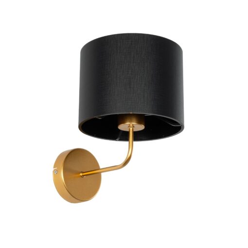 GloboStar® GloboStar® RALPH 203-0040 Vintage Επιτοίχιο Φωτιστικό Απλίκα Μονόφωτο 1 x E27 IP20 Χρυσό Μέταλλο με Μαύρο Ύφασμα - Μ22 x Π29 x Υ30cm