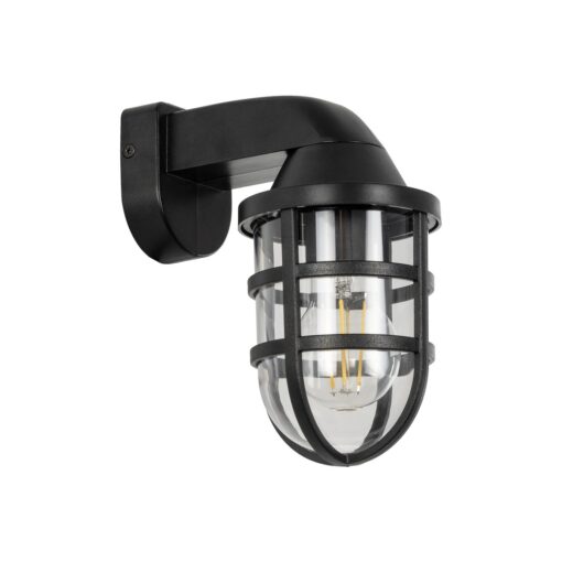 GloboStar® GLOBOSTAR® AGRE 61711 Φωτιστικό Τοίχου - Απλίκα Κήπου με Ντουί 1 x E27 AC 220-240V Αδιάβροχο IP65 - Μάυρο - Μ18 x Π11.5 x Υ22cm