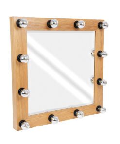 GloboStar® GloboStar® MAKEUP MIRROR-80x80-1 Μοντέρνος Καθρέπτης Μακιγιάζ με Πλαίσιο Φυσικού Ξύλου με Διακόπτη On/Off 12 x E27 AC220-240V - Μ80 x Π7 x Υ80cm - Μπεζ Δρυς