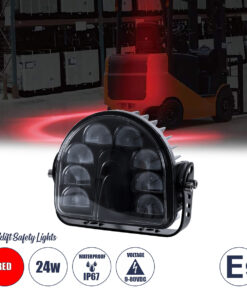 GloboStar® GloboStar® 85423 E9 Mark Forklift Safety Lights - Φώτα Προειδοποίησης & Διαγράμμισης Ασφαλείας για Περονοφόρα - Κλάρκ LED 24W DC 9-80V Αδιάβροχο IP67 Κόκκινο Μ14 x Π14.5 x Υ6cm