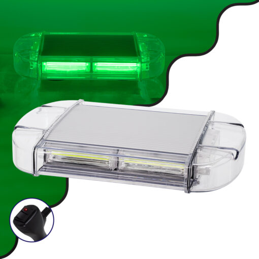 GloboStar® GloboStar® 85175 PRO Series Φάρος Σήμανσης Οχήματος Security - Ασφαλείας για Αυτοκίνητα & Φορτηγά 6 Προγραμμάτων Φωτισμού STROBE LED COB 60W DC 10-30V Αδιάβροχος IP66 Πράσινο