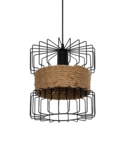 GloboStar® GLOBOSTAR® ORB 201-0096 Vintage Κρεμαστό Φωτιστικό Οροφής με Ντουί 1 x E27 AC 220-240V IP20 - Μαύρο & Μπεζ - Μ27 x Π27 x Υ31cm