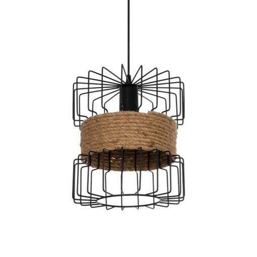 GloboStar® GLOBOSTAR® ORB 201-0096 Vintage Κρεμαστό Φωτιστικό Οροφής με Ντουί 1 x E27 AC 220-240V IP20 - Μαύρο & Μπεζ - Μ27 x Π27 x Υ31cm