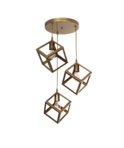 GloboStar® GLOBOSTAR® DISE 201-0057 Μοντέρνο Κρεμαστό Φωτιστικό Οροφής με Ντουί 3 x E27 AC 220-240V IP20 - Χρυσό - Μ48 x Π48 x Υ65cm