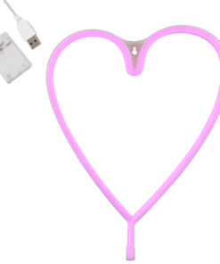 GloboStar® GloboStar® 78593 Φωτιστικό Ταμπέλα Φωτεινή Επιγραφή NEON LED Σήμανσης HEART LINE 5W με Καλώδιο Τροφοδοσίας USB - Μπαταρίας 3xAAA (Δεν Περιλαμβάνονται) - Ροζ